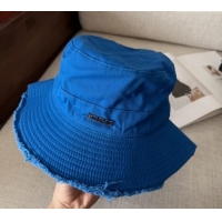 Good Taste Jacquemus Canvas Bucket Hat with Fringe and Strap J3002 Royal Blue 2025