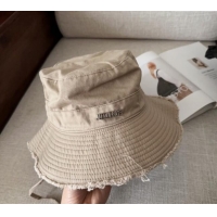 Discount Jacquemus Canvas Bucket Hat with Fringe and Strap J3002 Light Grey 2025