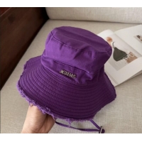 Popular Style Jacquemus Canvas Bucket Hat with Fringe and Strap J3002 Dark Purple 2025