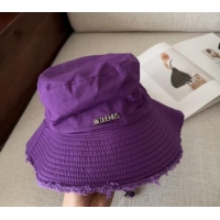 Popular Style Jacquemus Canvas Bucket Hat with Fringe and Strap J3002 Dark Purple 2025