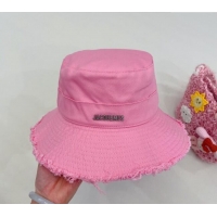 Super Quality Jacquemus Canvas Bucket Hat with Fringe and Strap J3002 Pink 2024