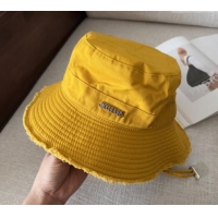 Cheap Design Jacquemus Canvas Bucket Hat with Fringe and Strap J3003 Yellow 2025