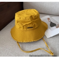 Cheap Design Jacquemus Canvas Bucket Hat with Fringe and Strap J3003 Yellow 2025
