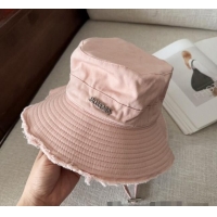 New Design Jacquemus Canvas Bucket Hat with Fringe and Strap J3003 Pale Pink 2025