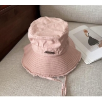 New Design Jacquemus Canvas Bucket Hat with Fringe and Strap J3003 Pale Pink 2025