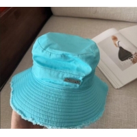 Most Popular Jacquemus Canvas Bucket Hat with Fringe and Strap J3003 Light Blue 2025