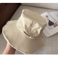 Luxurious Jacquemus Canvas Bucket Hat with Fringe and Strap J3003 Beige 2025