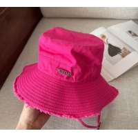 Luxury Cheap Jacquemus Canvas Bucket Hat with Fringe and Strap J3003 Dark Pink 2025