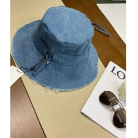 Best Price Jacquemus Denim Bucket Hat with Fringe and Strap J3003 Blue 2025