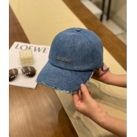 Top Design Jacquemus Denim Baseball Hat with Strap J3004 Blue 2025