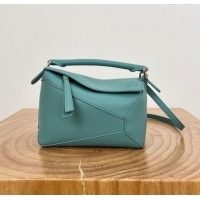 Luxury Discount Loewe Mini Puzzle Bag in Classic Calfskin 9310 Water Blue 2025 Top