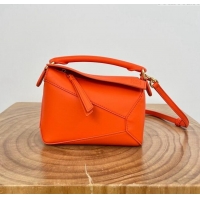 Luxury Discount Loewe Mini Puzzle Bag in Classic Calfskin 9310 Orange 2025 Top