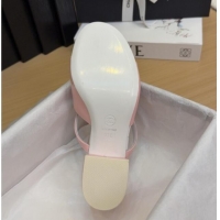 Good Quality Chanel Patent Calfskin Heel Slides Sandal with Bow Light Pink 2025 CH041604
