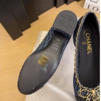 Best Product Chanel Quilted Denim Pumps with Chain Bow Dark Blue 2025 CH041605