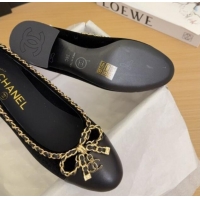 Buy Discount Chanel Velvet Pumps with Chain Bow Black 2025 CH041605
