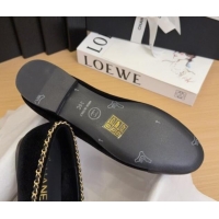 Trendy Design Chanel Velvet Ballet Flats with Chain Bow Black 2025 CH041605