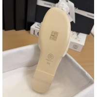 Popular Style Chanel Lambskin Flat Slides Sandal with CC Foldover White 2025 CH041606