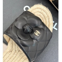 Sumptuous Chanel Calfskin Platform Slides Sandal 4cm with Camellia Black 2025 CH041608