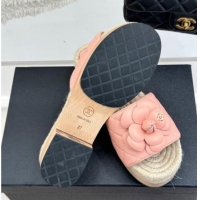 Trendy Design Chanel Calfskin Platform Slides Sandal 4cm with Camellia Light Pink 2025 CH041608
