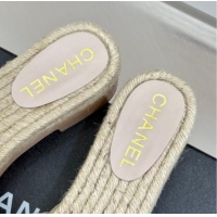Good Product Chanel Calfskin Platform Slides Sandal 4cm with Camellia Pale Pink 2025 CH041608