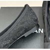Unique Discount Chanel Lace & Grosgrain Ballet Flats with Bow Black 2025 CH041610
