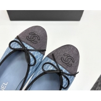 Good Quality Chanel Quilted Denim Classic Ballet Flats Light Blue 2025 G02819