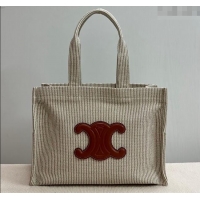 Buy Discount Celine Large Cabas Thais Tote Bag in Striped Linen C196762 2024