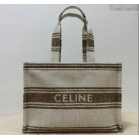 Super Quality Celine Large Cabas Thais Tote Bag in Khaki Green Textile C196762 2024