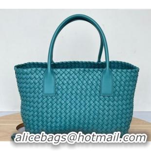 Cheapest Bottega Veneta Medium Cabat Tote Bag in Intrecciato Leather 608810 Shiny Blue 2023