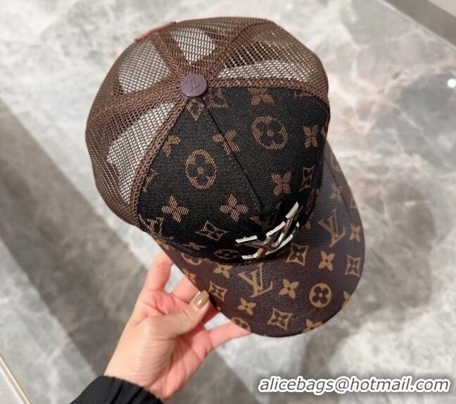 Trendy Design Louis Vuitton Monogram and Mesh Baseball hat L0301 Brown 2024