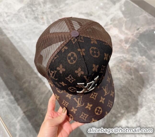Trendy Design Louis Vuitton Monogram and Mesh Baseball hat L0301 Brown 2024