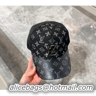 Grade Quality Louis Vuitton Monogram and Mesh Baseball hat L0301 Black 2024