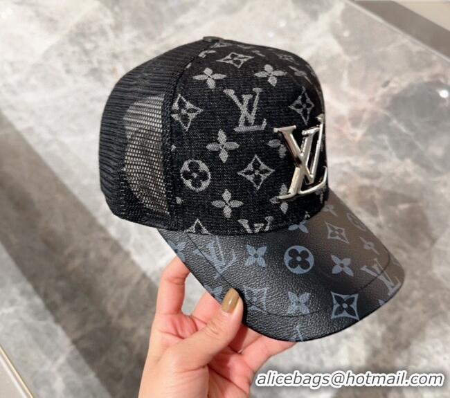 Grade Quality Louis Vuitton Monogram and Mesh Baseball hat L0301 Black 2024