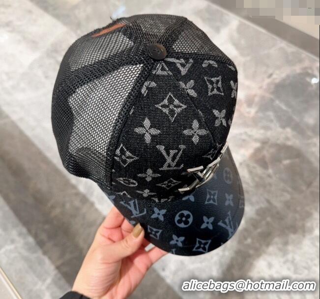 Grade Quality Louis Vuitton Monogram and Mesh Baseball hat L0301 Black 2024