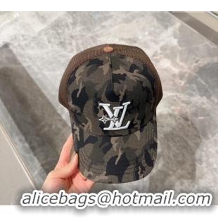 Top Design Louis Vuitton Camouflage and Mesh Baseball hat L0301 Green 2024