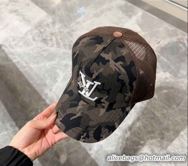 Top Design Louis Vuitton Camouflage and Mesh Baseball hat L0301 Green 2024