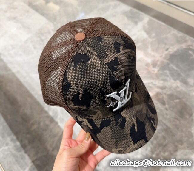 Top Design Louis Vuitton Camouflage and Mesh Baseball hat L0301 Green 2024