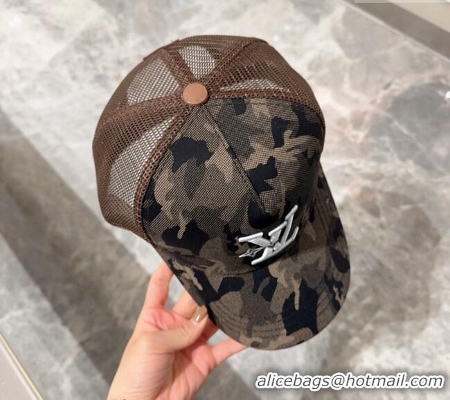 Top Design Louis Vuitton Camouflage and Mesh Baseball hat L0301 Green 2024