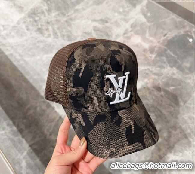 Top Design Louis Vuitton Camouflage and Mesh Baseball hat L0301 Green 2024