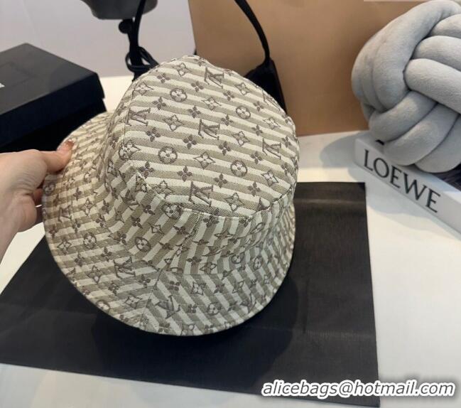 Shop Discount Louis Vuitton Monogram Striped Canvas Bucket Hat L0302 Beige 2024