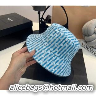 Spot Bulk Louis Vuitton Monogram Striped Canvas Bucket Hat L0302 Blue 2024
