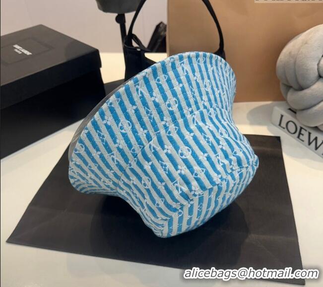 Spot Bulk Louis Vuitton Monogram Striped Canvas Bucket Hat L0302 Blue 2024