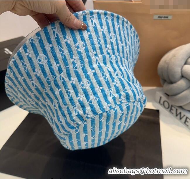 Spot Bulk Louis Vuitton Monogram Striped Canvas Bucket Hat L0302 Blue 2024