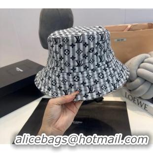 Cheap Price Louis Vuitton Monogram Striped Canvas Bucket Hat L0302 Grey 2024
