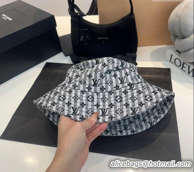 Cheap Price Louis Vuitton Monogram Striped Canvas Bucket Hat L0302 Grey 2024