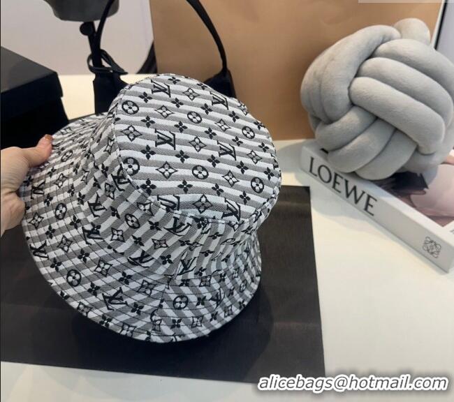 Cheap Price Louis Vuitton Monogram Striped Canvas Bucket Hat L0302 Grey 2024