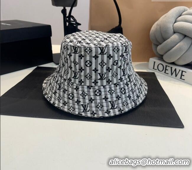 Cheap Price Louis Vuitton Monogram Striped Canvas Bucket Hat L0302 Grey 2024