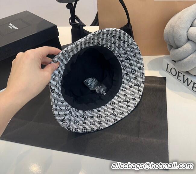 Cheap Price Louis Vuitton Monogram Striped Canvas Bucket Hat L0302 Grey 2024