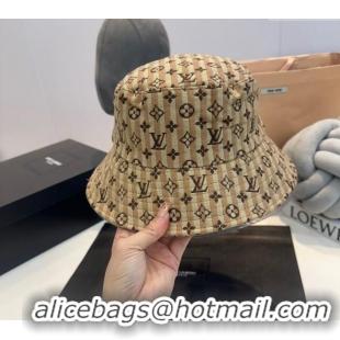 Top Design Louis Vuitton Monogram Striped Canvas Bucket Hat L0302 Brown 2024