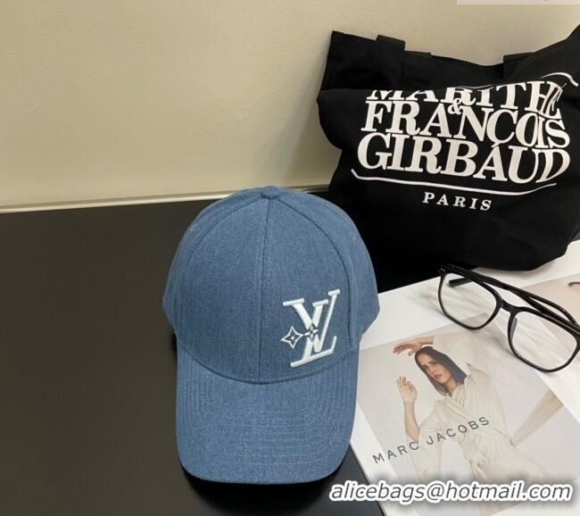 Best Grade Louis Vuitton Denim Baseball Hat L0302 Blue 2024